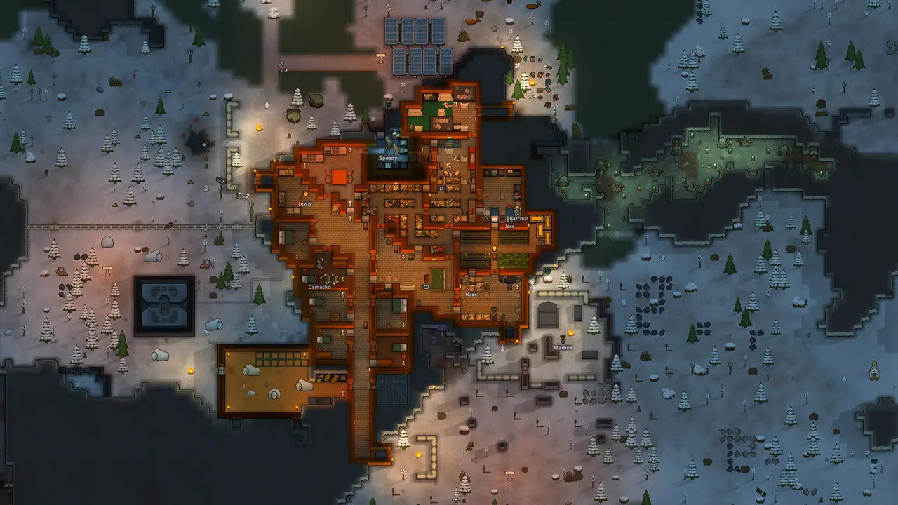 RimWorld winter colony base map